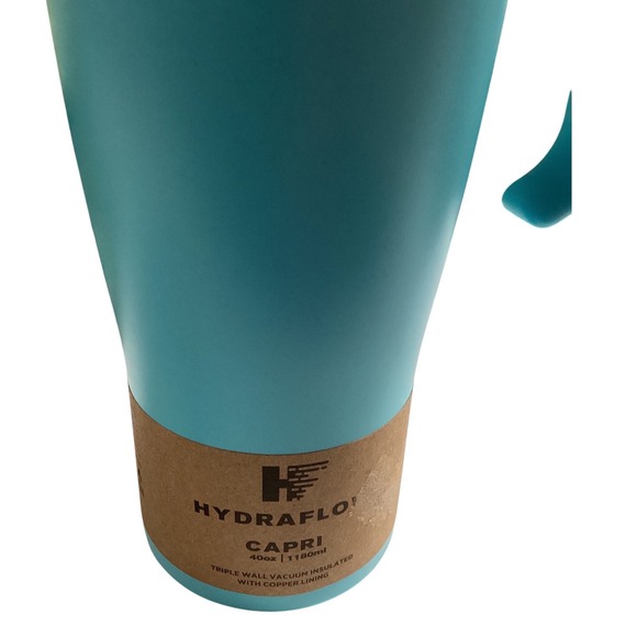 Hydraflow Capri 40oz Tumbler with Handle & Straw Turquoise Travel Mug - Picture 2 of 2